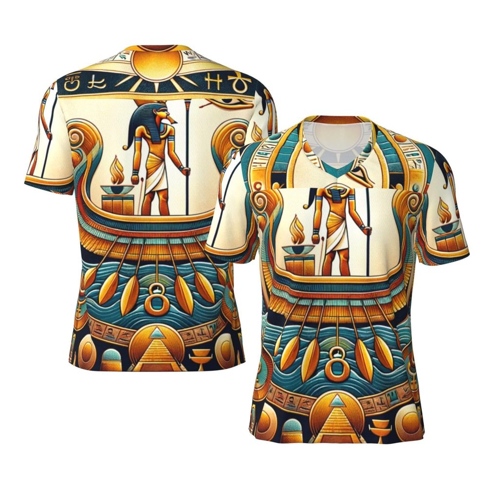 Stylish Athletic Sports Jersey Ancient-Egyptian-Boat Men's Rugby Jersey Xx-Large Black