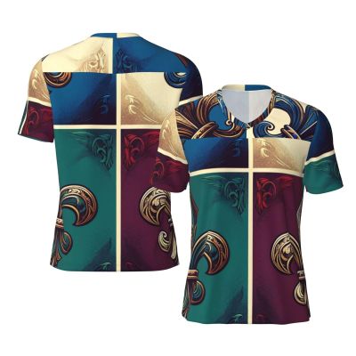 Stylish Athletic Sports Jersey Colorful-Fleur-De-Lis Men's Rugby Jersey X-Large