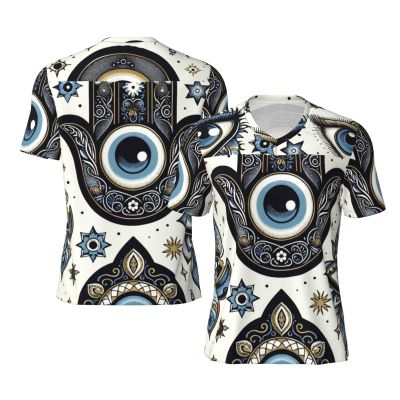 Stylish Athletic Sports Jersey Magical-Evil-Eye-Golden Men's Rugby Jersey Large