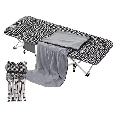Foldable Bed with Mattress for Adults Portable Rollaway Guest Foldable Bed with Convenient Storage Bag and 3D Headrest Load Capacity 250kg(Gray F)