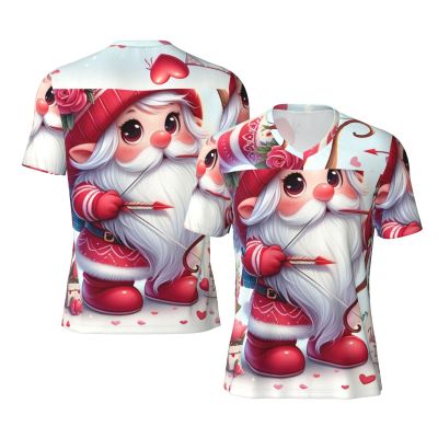 Stylish Athletic Sports Jersey Valentine-Gnomes-Love-Arrow Men's Rugby Jersey Large Black