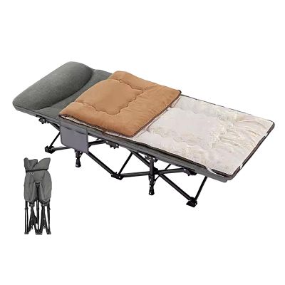 Foldable Bed with Mattress for Adults Portable Rollaway Guest Bed Cot Size Foldable Bed with Convenient Storage Bag and 3D Headrest Load Capacity 250kg(Color:Gray E)