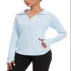 M MOTEEPI Womens Golf Shirts Loose Fit Golf Polo Shirts for Women Long Sleeve Workout Tops for Women Sweat Wicking Collared Golf Running Shirt Blue XXL view 1