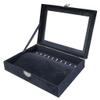 BHCCYS Upscale Small Black Jewelry Box with Visual Glass Lid Velvet Jewelry Storage Case for Earrings Pendants Bracelets Jewelry Display Durability