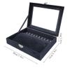 BHCCYS Upscale Small Black Jewelry Box with Visual Glass Lid Velvet Jewelry Storage Case for Earrings Pendants Bracelets Jewelry Display Durability view 2