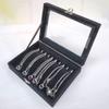 BHCCYS Upscale Small Black Jewelry Box with Visual Glass Lid Velvet Jewelry Storage Case for Earrings Pendants Bracelets Jewelry Display Durability view 3