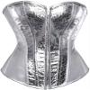 ADELCE Women's Retro Gothic Silver Fashion Faux Leather Beaded Overbust Corset Halloween Costume Bustier Top L view 1