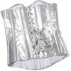 ADELCE Women's Retro Gothic Silver Fashion Faux Leather Beaded Overbust Corset Halloween Costume Bustier Top L view 2