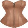 ADELCE Retro Gothic Faux Leather Corset for Women Steampunk Punk Rock Basque Bustier Top Brown L view 1