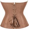 ADELCE Retro Gothic Faux Leather Corset for Women Steampunk Punk Rock Basque Bustier Top Brown L view 2