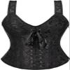 ADELCE Women's Sexy Renaissance Corset Top Boned Overbust Shaper Lace up Corsets and Strap Bustiers Black XS view 1