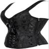 ADELCE Women's Sexy Renaissance Corset Top Boned Overbust Shaper Lace up Corsets and Strap Bustiers Black XS view 3