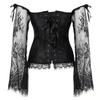 ADELCE Women's Plus Size Lolita Gothic Princess Renaissance Corset Floral Ruched Sleeves Elegant Halloween Costume Black M view 2