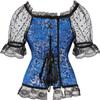 ADELCE Princess Renaissance Lace up Boned Corset Overbust Bustier with Lace Sleeves Blue XL view 2