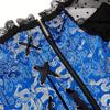 ADELCE Princess Renaissance Lace up Boned Corset Overbust Bustier with Lace Sleeves Blue XL view 4