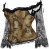 ADELCE Women's Plus Size Lolita Gothic Princess Renaissance Corset Floral Ruched Sleeves Elegant Halloween Costume Gold L view 3