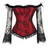 ADELCE Women's Plus Size Lolita Gothic Princess Renaissance Corset Floral Ruched Sleeves Elegant Halloween Costume Red XS view 1
