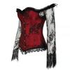 ADELCE Women's Plus Size Lolita Gothic Princess Renaissance Corset Floral Ruched Sleeves Elegant Halloween Costume Red XS view 3