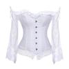 ADELCE Women's Plus Size Lolita Gothic Princess Renaissance Corset Floral Ruched Sleeves Elegant Halloween Costume White L view 1