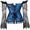 ADELCE Women's Plus Size Lolita Gothic Princess Renaissance Corset Floral Ruched Sleeves Elegant Halloween Costume Blue M view 2