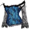 ADELCE Women's Plus Size Lolita Gothic Princess Renaissance Corset Floral Ruched Sleeves Elegant Halloween Costume Blue M view 3
