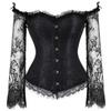 ADELCE Women's Plus Size Lolita Gothic Princess Renaissance Corset Floral Ruched Sleeves Elegant Halloween Costume Black 4XL view 1