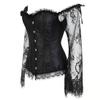 ADELCE Women's Plus Size Lolita Gothic Princess Renaissance Corset Floral Ruched Sleeves Elegant Halloween Costume Black 4XL view 3