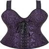 ADELCE Women's Sexy Renaissance Corset Top Boned Overbust Shaper Lace up Corsets and Strap Bustiers Purple L view 1