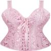 ADELCE Women's Sexy Renaissance Corset Top Boned Overbust Shaper Lace up Corsets and Strap Bustiers Pink 3XL view 1