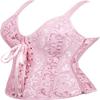 ADELCE Women's Sexy Renaissance Corset Top Boned Overbust Shaper Lace up Corsets and Strap Bustiers Pink 3XL view 3