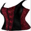 ADELCE Women's Sexy Lace Up Boned Floral Overbust Shaper Corset Bustiers Top with G-String Red L view 2