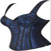 ADELCE Women's Lace up Gothic Jacquard Shoulder Straps Tank Overbust Shaper Corset Bustiers Top Blue XL view 3