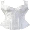 ADELCE Women's Lace up Gothic Jacquard Shoulder Straps Tank Overbust Shaper Corset Bustiers Top White XL view 1