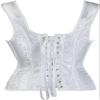ADELCE Women's Lace up Gothic Jacquard Shoulder Straps Tank Overbust Shaper Corset Bustiers Top White XL view 2