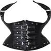 ADELCE Women's Steampunk Faux Leather Bustier Halter Shoulder Straps Underbust Corset Top Black 4XL view 1
