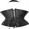 ADELCE Women's Steampunk Faux Leather Bustier Halter Shoulder Straps Underbust Corset Top Black 4XL view 2