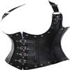 ADELCE Women's Steampunk Faux Leather Bustier Halter Shoulder Straps Underbust Corset Top Black 4XL view 3