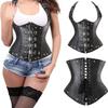 ADELCE Women's Steampunk Faux Leather Bustier Halter Shoulder Straps Underbust Corset Top Black 4XL view 4