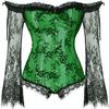 ADELCE Women's Plus Size Lolita Gothic Princess Renaissance Corset Floral Ruched Sleeves Elegant Halloween Costume Green XL view 1