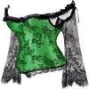 ADELCE Women's Plus Size Lolita Gothic Princess Renaissance Corset Floral Ruched Sleeves Elegant Halloween Costume Green XL view 3