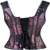 ADELCE Women's Lace up Gothic Jacquard Shoulder Straps Tank Overbust Shaper Corset Bustiers Top Purple 6XL view 2