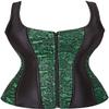 ADELCE Women's Sexy Lace Up Boned Floral Overbust Shaper Corset Bustiers Top with G-String Green 6XL view 1