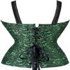 ADELCE Women's Sexy Lace Up Boned Floral Overbust Shaper Corset Bustiers Top with G-String Green 6XL view 2
