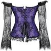 ADELCE Women's Plus Size Lolita Gothic Princess Renaissance Corset Floral Ruched Sleeves Elegant Halloween Costume Purple 2XL view 2