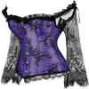 ADELCE Women's Plus Size Lolita Gothic Princess Renaissance Corset Floral Ruched Sleeves Elegant Halloween Costume Purple 2XL view 3