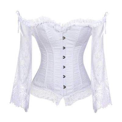 ADELCE Women's Plus Size Lolita Gothic Princess Renaissance Corset Floral Ruched Sleeves Elegant Halloween Costume White 6XL