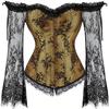 ADELCE Women's Plus Size Lolita Gothic Princess Renaissance Corset Floral Ruched Sleeves Elegant Halloween Costume Gold S view 1