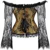 ADELCE Women's Plus Size Lolita Gothic Princess Renaissance Corset Floral Ruched Sleeves Elegant Halloween Costume Gold S view 2