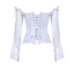 ADELCE Women's Plus Size Lolita Gothic Princess Renaissance Corset Floral Ruched Sleeves Elegant Halloween Costume White 5XL view 2