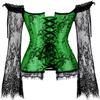 ADELCE Women's Plus Size Lolita Gothic Princess Renaissance Corset Floral Ruched Sleeves Elegant Halloween Costume Green M view 2